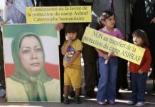 Iran : Manifestation dIraniens à Genève contre les complots du régime des mollahs Rassemblement à Genève d'Iraniens pour le maintien de la protection de la Cité d'Achraf en Irak par les forces de la Coalition