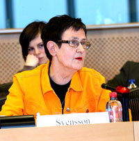 Eva-Britt Svensson, eurodéputée suédoise, la présidente de la Commission des droits de la femme et de l'égalité des genres au Parlement européen