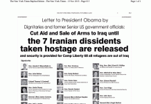 34 personnalités américaines à Obama : Jusqu’à la libération des 7 otages d’Achraf, arrêtez l’aide à l’Irak