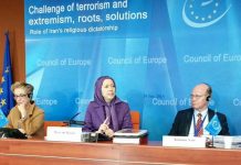 Maryam Radjavi au Conseil de l’Europe Maryam Radjavi : chasser d’Irak et de Syrie le régime iranien est un premier pas crucial dans la victoire contre l’intégrisme islamiste