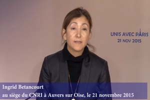 Ingrid Betancourt à la cérémonie de solidarité avec le peuple français au siège de la Résistance iranienne