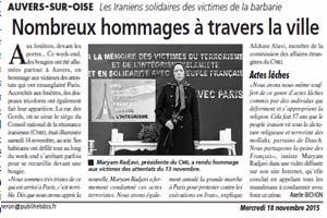 A U V E R S - S U R - O I S E LES IRANIENS SOLIDAIRES DES VICTIMES DE LA BARBARIE