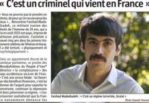 Iran /Rohani : C’est un criminel qui vient en France (interview de l’Alsace avec Farzad Madadzadeh)