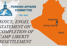 Iran – communique de Royce et Engel sur le succes de la reinstallation du camp liberty Iran - communique de Royce et Engel sur le succes de la reinstallation du camp liberty