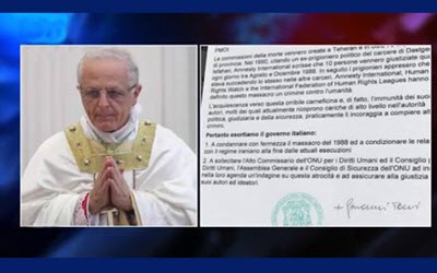 Le jeune Archevêque, légat du pape exhorte l'ONU à enquêter sur le massacre de 1988 en Iran