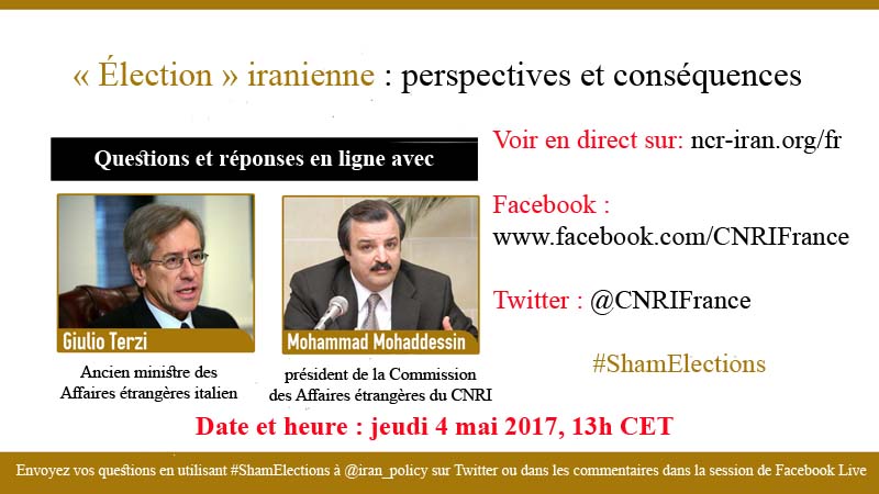 Conférence en ligne le 4 mai 2017: Iran "Election", Perspectives et conséquences