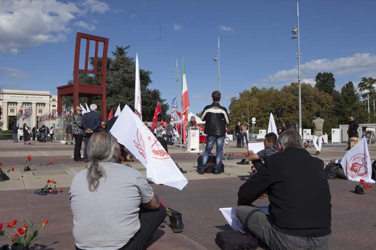 Une exposition sur l'état épouvantable des droits de l'homme en Iran, Place des Nations à Genève