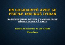 Rassemblement devant l’ambassade du régime iranien à Paris en solidarité avec les manifestations populaires en Iran