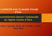 Rassemblement devant l’ambassade du régime iranien à Paris