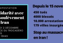Manifestation à Paris en solidarité avec le peuple iranien soulevé contre le régime des mollahs