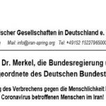 La diaspora iranienne en Allemagne exhorte Angela Merkel à condamner la gestion calamiteuse de la crise du coronavirus par le régime en Iran