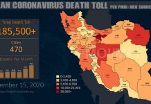 Iran : Plus de 185.500 décès dus au coronavirus dans 470 villes
