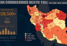 Iran : Plus de 228.500 décès dus au coronavirus dans 501 villes