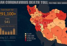 Iran : Plus de 291.100 décès dus au coronavirus dans 541 villes