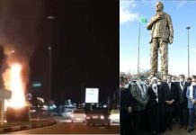 Des unités de résistance incendient la statue de Qassem Soleimani