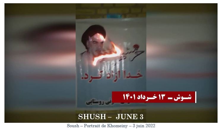 Iran : Des portraits de Khomeiny et des dirigeants du régime brûlés dans plusieurs villes pour l’anniversaire de la mort de Khomeiny