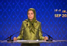 Maryam Radjavi à la conférence « Révolte en Iran, rôle des femmes et des jeunes et perspectives d’une République démocratique »