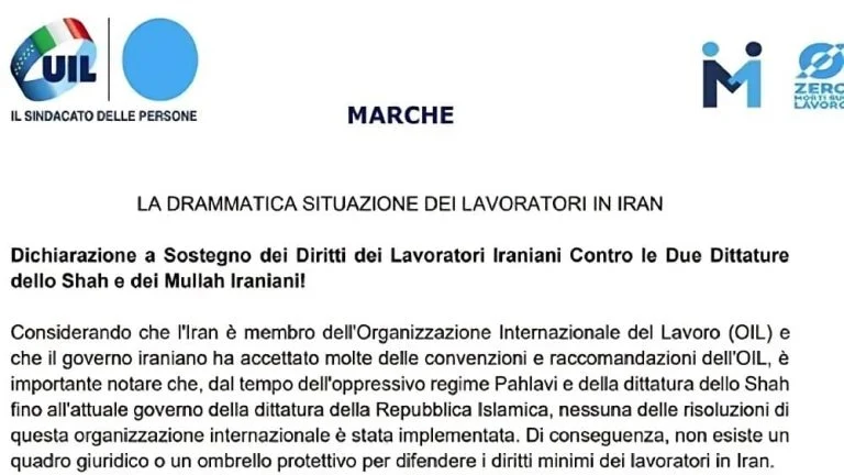 Un syndicat italien, fort de 2 millions d'adhérents, exprime sa solidarité avec la lutte des travailleurs iraniens