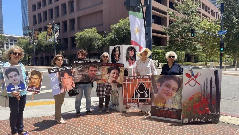 Iranian Resistance supporters in San Diego, California, mark 80th week of “No to Execution Tuesdays” on August 5, 2025