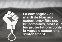 La campagne « les mardi de Non aux exécutions » fête ses 85 semaines, alors que les protestations contre la vague d’exécutions s’intensifient