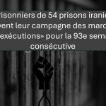 Les prisonniers de 54 prisons iraniennes poursuivent leur campagne des mardis « Non aux exécutions» pour la 93e semaine consécutive